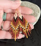 Handmade Miyuki seed bead fringe earrings in warm earthy tones - Image 5