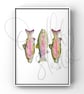 Hand Finished Watercolour Signed Art Print - Rainbow Trout Trio - Image 1