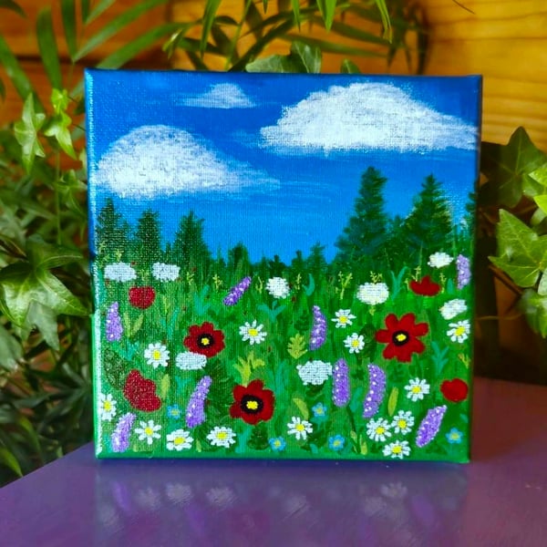Hand painted wild flower meadow 