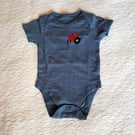 Tractor, Vest, age 3-6 Months, hand embroidered, cross stitch