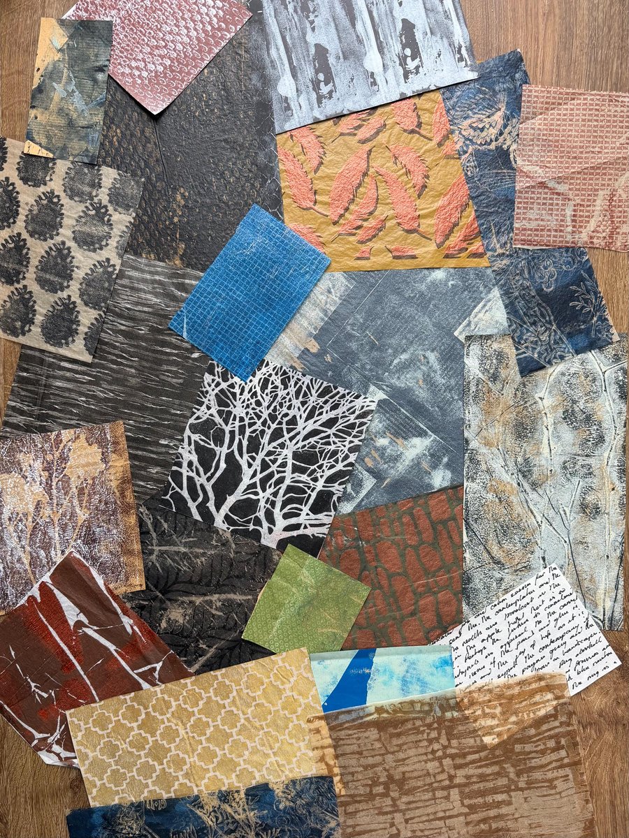 Grungy Gothic Collage Paper Bundle, Hand-Printed SMALL collage sheets (20)