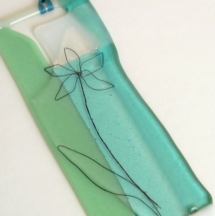 Pressed Flower fused glass suncatcher