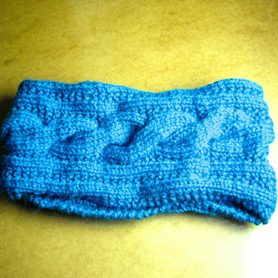 Turquoise Hand Knitted Cowl Infinity Scarf - UK Free Post