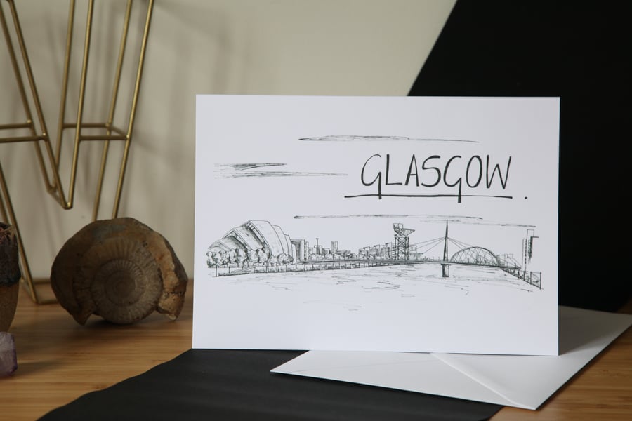 Glasgow Skyline Greetings Card
