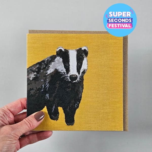 Badger greetings card, blank card, Wildlife, Super Seconds Festival