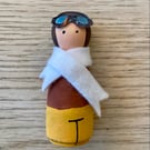 Amelia Earhart Handpainted Wooden Peg Doll - inspirational women