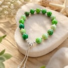 Handmade Green Marbled Glass Adjustable Bracelet 
