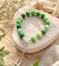 Handmade Green Marbled Glass Adjustable Bracelet 