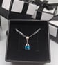 Natural London Blue Topaz Necklace – 5mm Gemstone in Sterling Silver