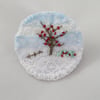 Winter Berries Brooch Hand Embroidered Layered Lace
