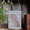 Barn Owl - Pink Screen Printed Hanger 