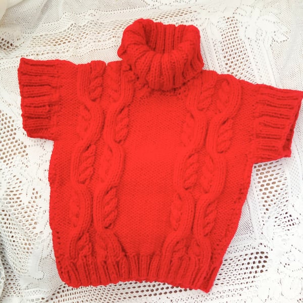 Girl's Knitted Chunky Cabled Short Sleeved Jumper, Gift Ideas for Children