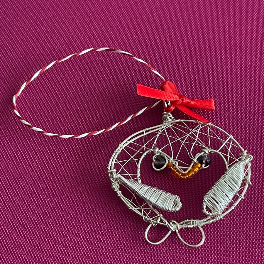 Wire Wrapped Penguin Christmas Tree Decoration
