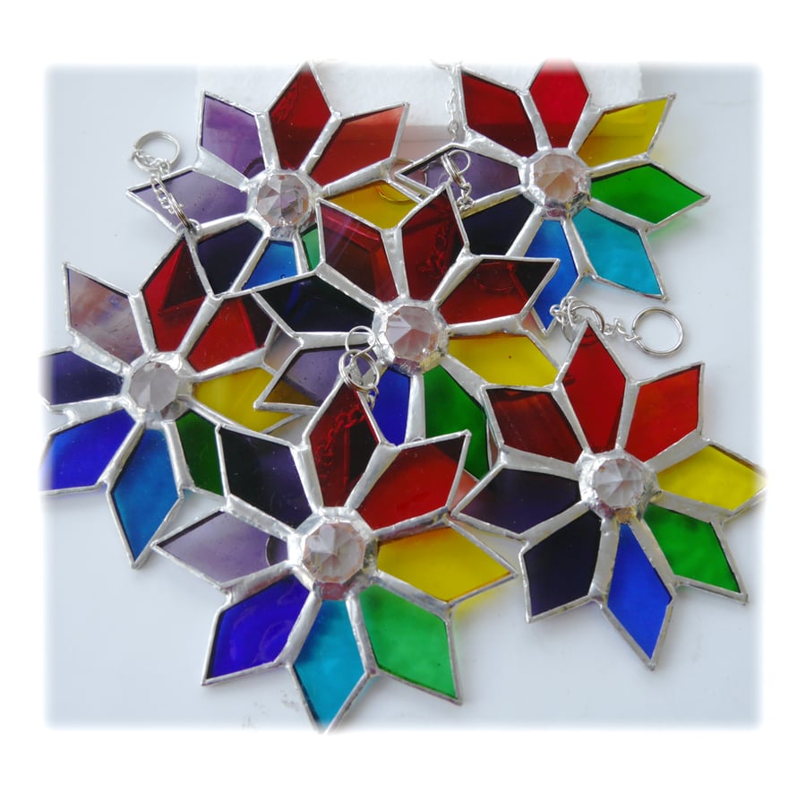 Rainbow Star Stained Glass Suncatcher Tree Decoration 9cm