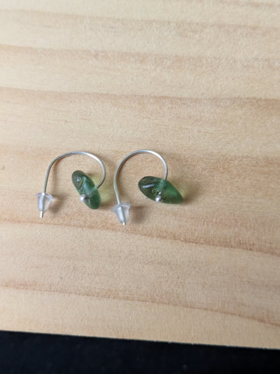 Seaglass and silver hoop earrings 