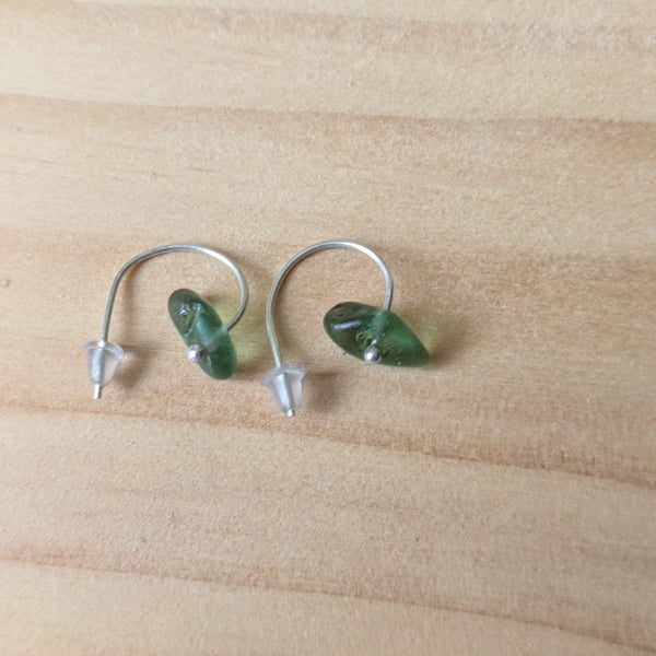 Seaglass and silver hoop earrings 