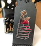Handmade Girl Reading Bookmark: Silver Mirror & Polka Dot Ribbon - Image 6