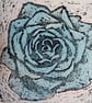 Blue Rose Art Original Print Collagraph Printmaking Floral - Image 4
