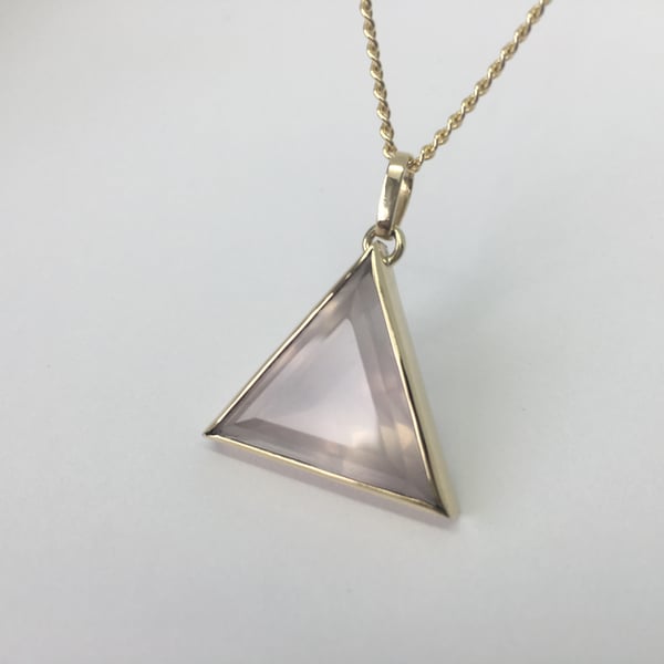 Rose Quartz triangle set in gold