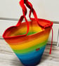 Handmade Rainbow Ombre Cotton Cord Tote Bag – Beach Shopper with Key Holder - Image 3