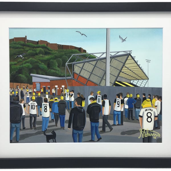 Dumbarton F.C, Dumbarton Football Stadium. Framed, Football Art Print.