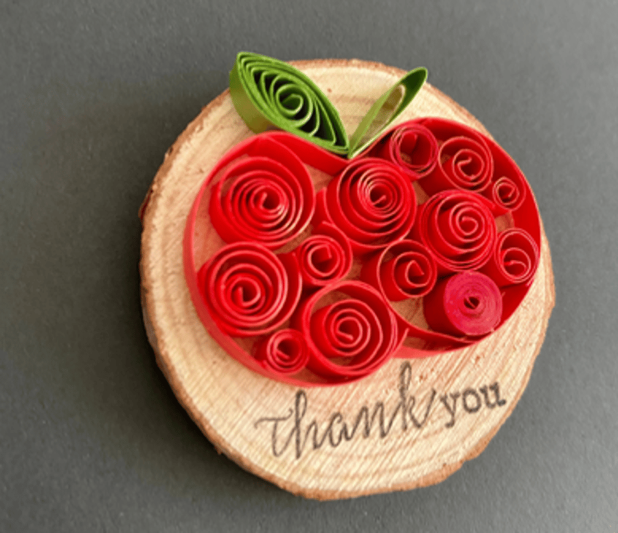Paper Quilling Thank you Wood-slice Magnet