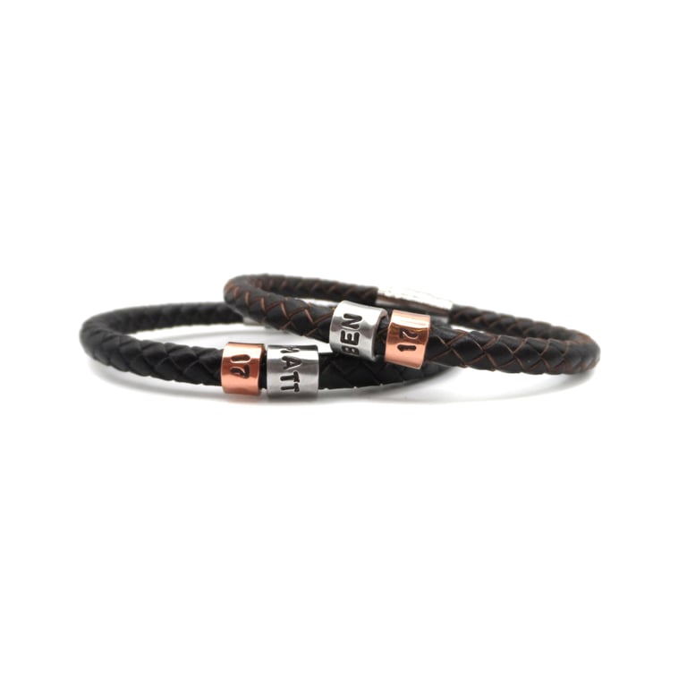 17th Birthday Gift - Personalised Leather Bracelet - Son Brother Grandson Nephew