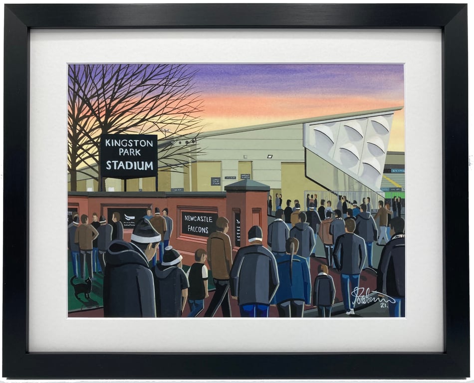 Newcastle Falcons, Kingston Park. High Quality Framed Rugby Union Art Print.