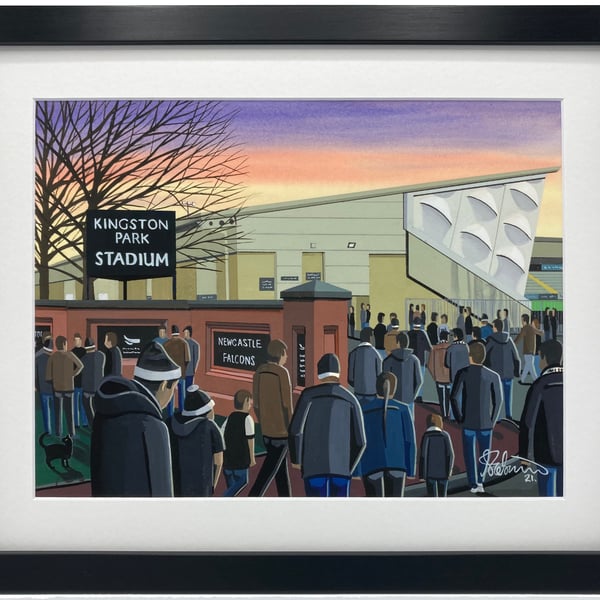 Newcastle Falcons, Kingston Park. High Quality Framed Rugby Union Art Print.