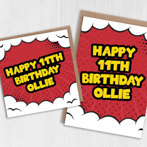 Personalised birthday card: Comic book - 1st, 2nd, 3rd, 4th, 5th, 6th, Any age