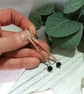 Earrings, Textured Copper Bar with Obsidian and Sterling Silver - Image 7