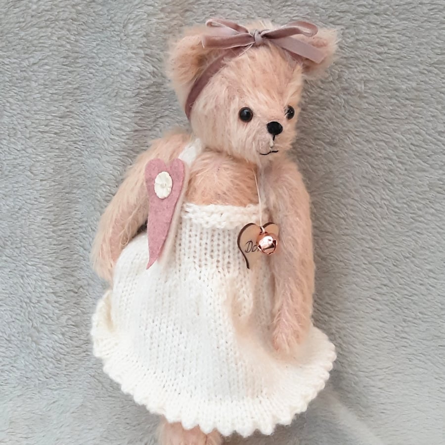 Dora Bear, Mohair Teddy Bear, Dressed Artist Bear by Bearlescent, REDUCED