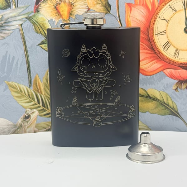Cult of the Lamb Laser Etched 8oz Hip Flask