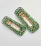 Green and Gold Chunky Hairclips  - Image 1