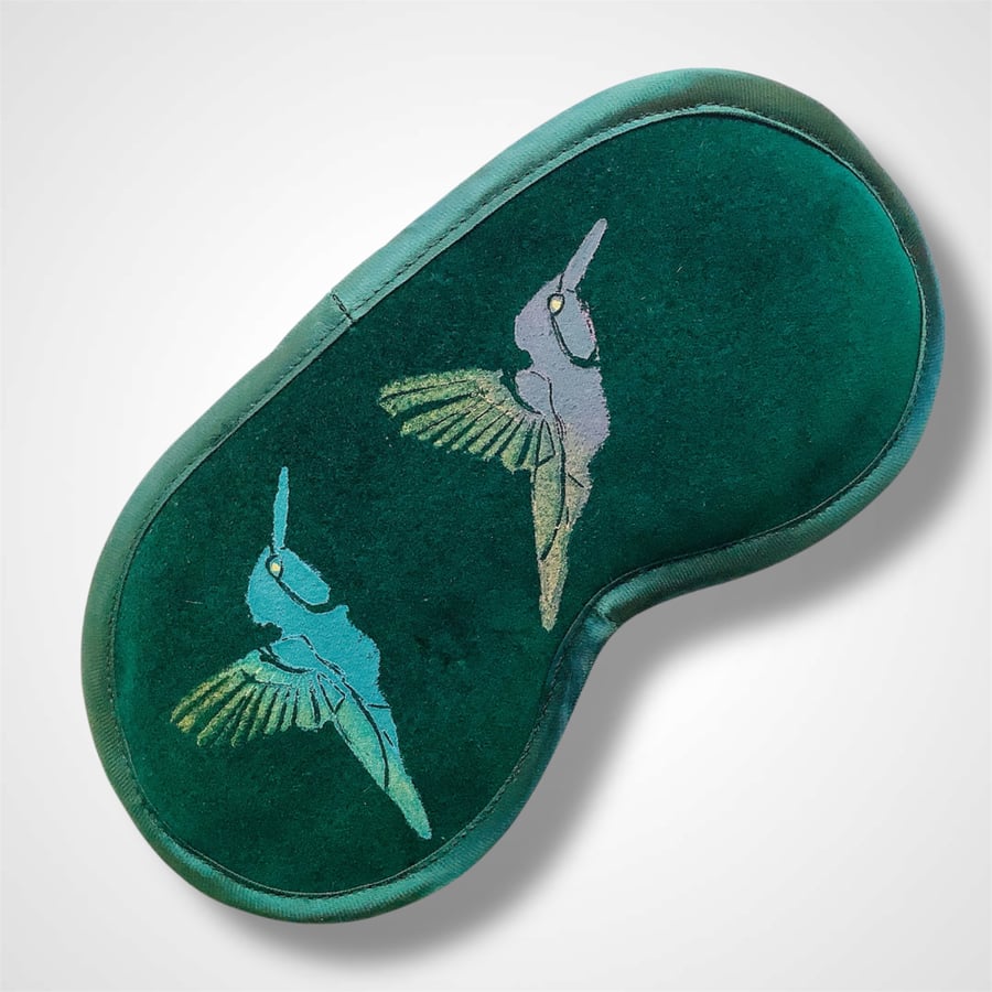 Green Hummingbirds Velvet Lavender Infused Eye Mask