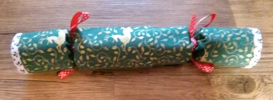 Christmas crackers. Homemade Gold deer and holly