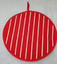 Aga pads hob covers. Red butchers stripe design. Made in England - Image 1