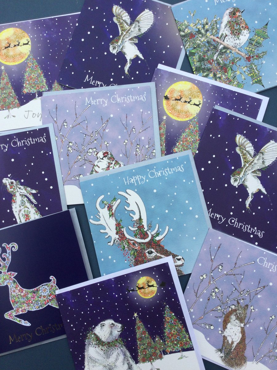 OFFER!!Dark snowy pack of ten mixed Christmas cards
