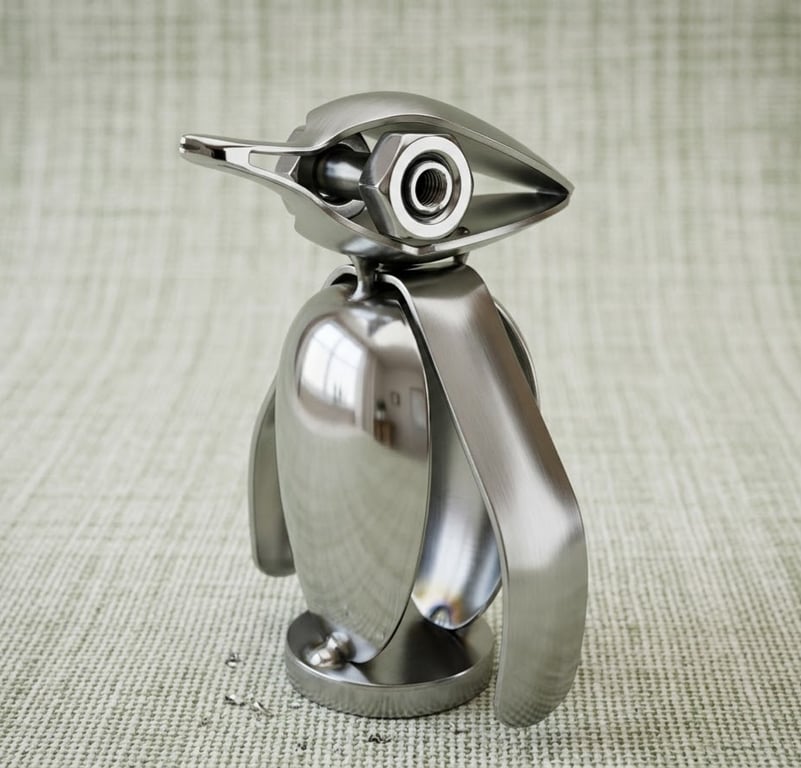 Handmade Upcycled Cutlery Penguin Sculpture – Eco-Friendly Recycled Metal Art Fi