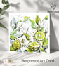 Bergamot - Art Greeting Card Essential Oil Series Square - Blank Original Waterc
