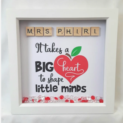 Personalised teacher gift, Teacher scrabble frame,Thank you teacher gift