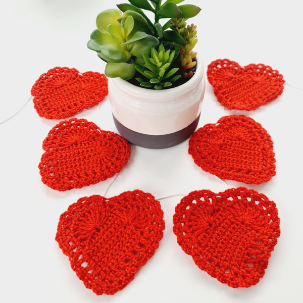 Red Hearts set of 6, Garland Bunting and Coasters