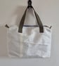 Upcycled Sailcloth Work Bag – Zipped Office Tote with Olive Green Handles - Image 7