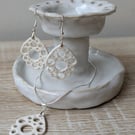 Porcelain and Silver Necklace and Earring Set