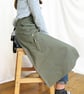 Split Leg Tie Apron for Potters & Makers with 3 Pockets and Tool Loop. Green - Image 4