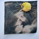 Plants for pollinators 3 - Ragwort 2 - Cyanotype & stitch - Eco Textile Art