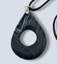 Deep Charcoal Black Marbled Glasses Holder Necklace Circular Opening Pendant
