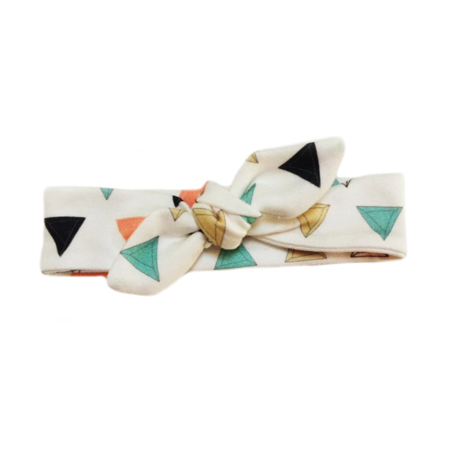 ORGANIC Baby Knotted Headband in PRISM TRIANGLES - A Modern Baby Eco Gift Idea