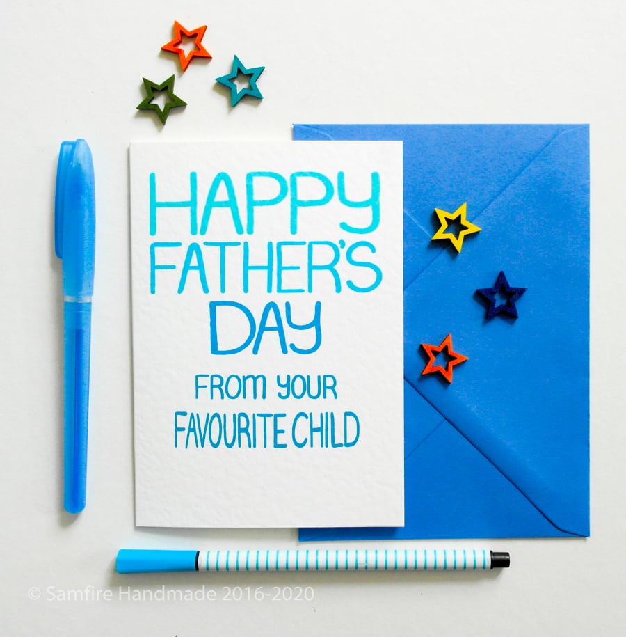 Happy Father's Day From Your Favourite Child printed Fathers Day card