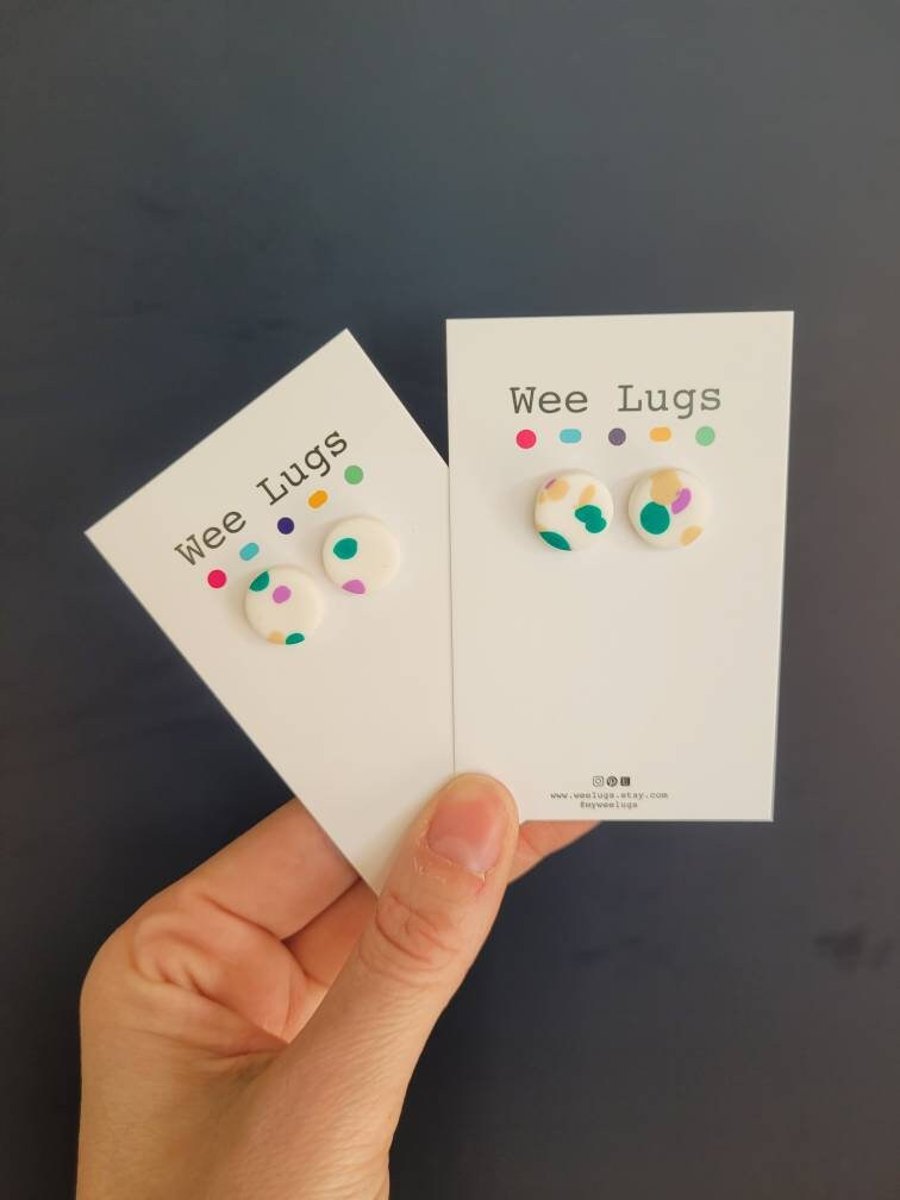 Dot - Circle Stud Polymer Clay Earrings 